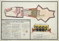Historic map of Castillo de San Antón in Plaza de la Coruña from 1776