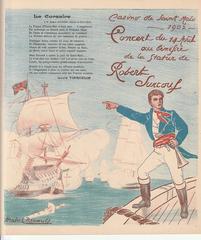 Poster of the charity concert held on August 14 for the Robert Surcouf statue at the Casino de Saint-Malo featuring a poem by Louis Tiercelin