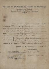 Baptism certificate of Julio Prestes issued on 21 July 1945 from Our Lady of Pleasures Parish Itapetininga