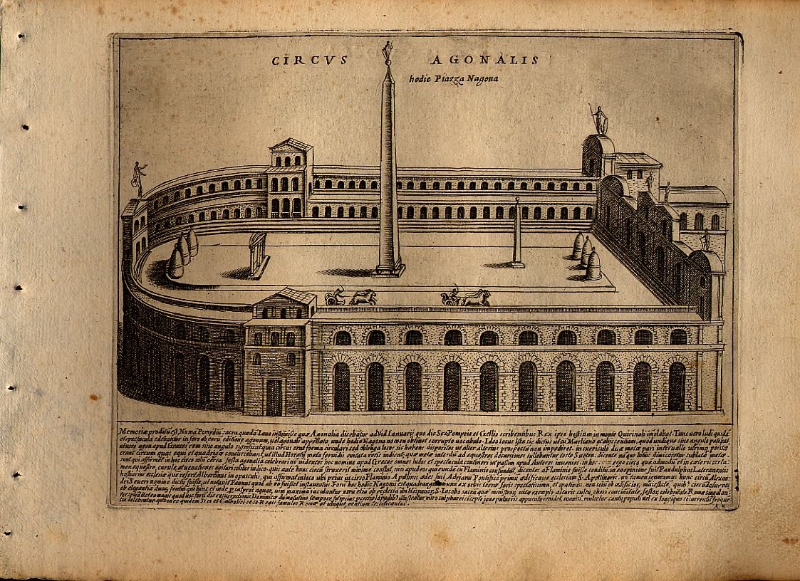 Ancient print of Piazza Navona