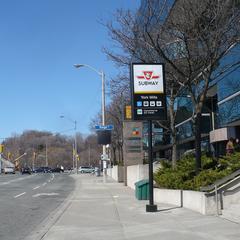 York Mills TTC subway station entrance through office building at northeast corner of York Mills Road and Yonge Street
