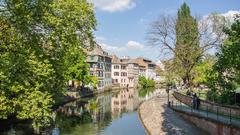 Cours de l'Ill river flowing through Petite France district in Strasbourg