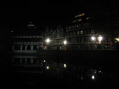 Historic half-timbered houses along the river in Petite France district of Strasbourg