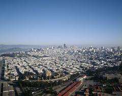 Aerial view of the Palace of Fine Arts and surrounding area in San Francisco, California