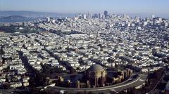 Aerial view of San Francisco with Palace of Fine Arts in foreground