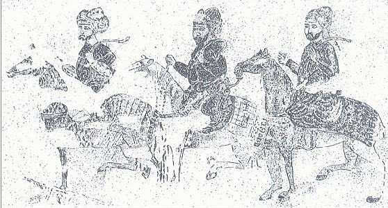 Self-depiction of three Moorish knights on the Ladies Tower at the Alhambra