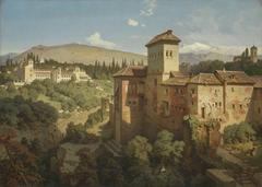 Generalife gardens near Granada with lush greenery and traditional Moorish architecture