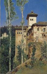 La Torre de las Damas in the Alhambra of Granada, oil painting from 1871