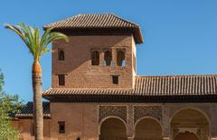 Detailed view of the Tower of the Ladies from El Partal pavilion at Alhambra, Granada