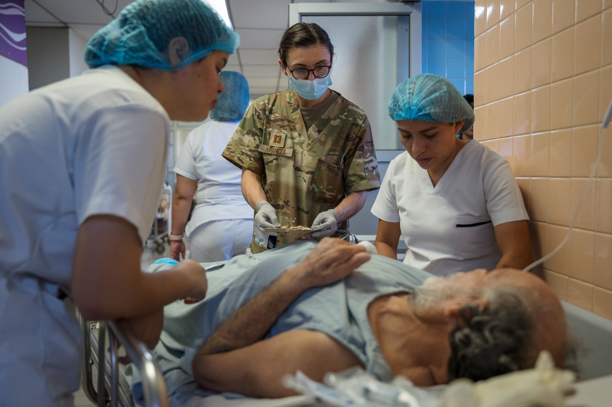 U.S. Air Force and local nurses providing medical care at San Bartolo National Hospital in El Salvador during AMISTAD 2025 mission