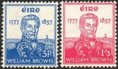 Irish postage stamps 1957 Admiral William Brown death centenary