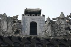 Front entrance of Jade Buddha Temple in Shanghai with traditional Chinese architecture