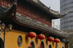 Facade of Jade Buddha Temple on Anyuan Road in Shanghai