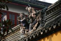 Jade Buddha Temple in Shanghai surrounded by lush greenery