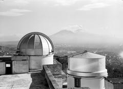 Observatory with Mount Vesuvius volcano in the background, Naples Italy 1938
