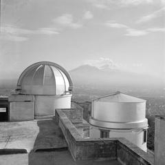 Astronomical observatory overlooking Mount Vesuvius in Naples, Italy, 1938