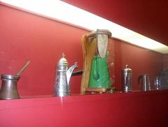 Coffee preparation and serving utensils display inside Casa do Bandeirante São Paulo Brazil