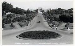 Beautiful garden of Museu do Ipiranga with lush greenery and historic architecture