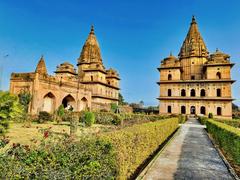 16th to 18th century Bundela Chhatris funerary monuments in Orchha Madhya Pradesh India