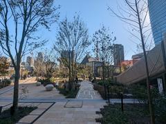 Azabudai Hills complex on opening day under clear blue sky