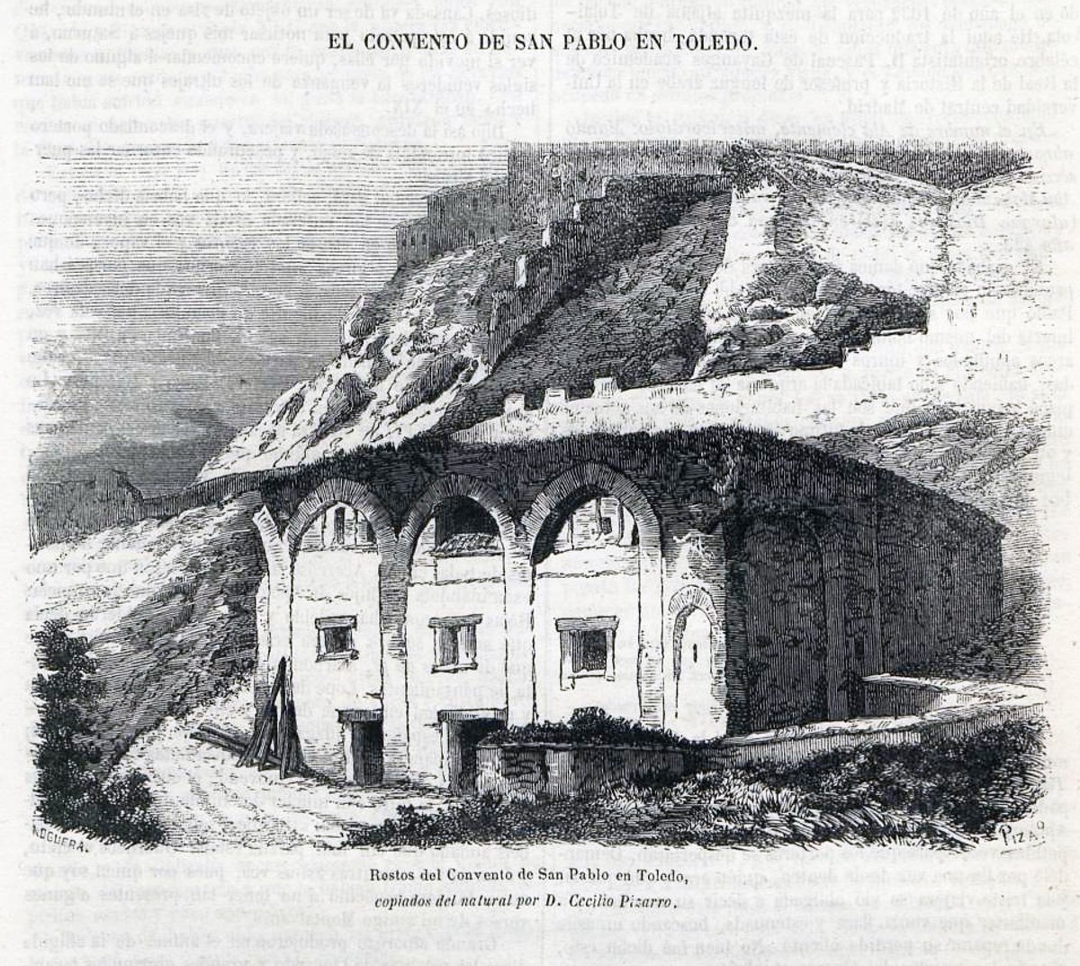 Convent of San Pablo in Toledo historic illustration