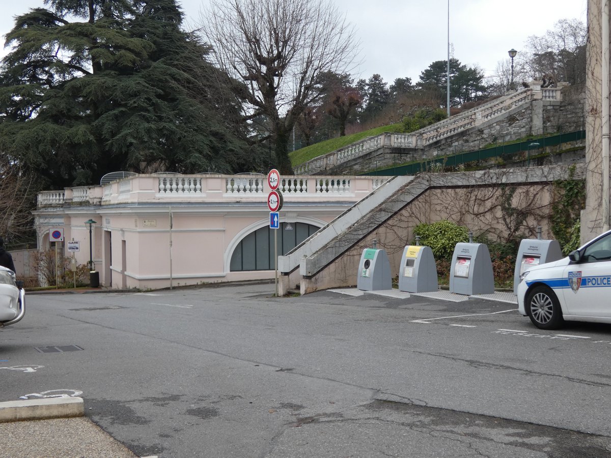 Funicular stop at the beginning of Nant d'Enfer path in Évian-les-Bains