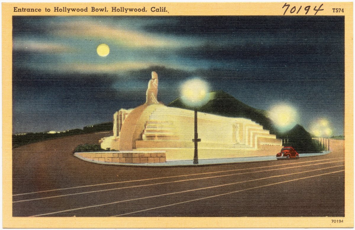 Entrance to the historic Hollywood Bowl theater in Hollywood, California on a sunny day