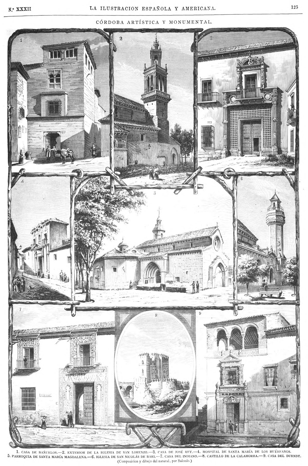 Artistic and monumental landmarks of Córdoba including Casa de Bañuelos, Church of San Lorenzo, and Castillo de la Calahorra