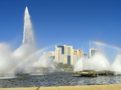 Fountains at the Torre de TV de Brasília in Brasília, Brazil on a clear day