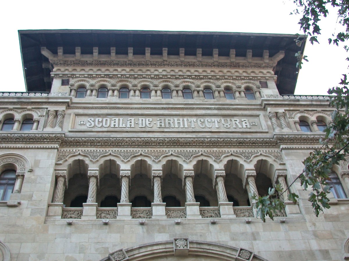 Facade of the Faculty of Architecture in Bucharest, Romania