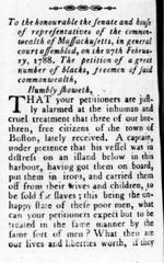 Petition to Massachusetts legislators protesting abusive treatment of Black citizens by Prince Hall in 1788