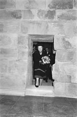 Princess Beatrix leaving the Taffeh temple at the Rijksmuseum van Oudheden in Leiden in 1979