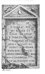 Inscription under the galleries of the cloister of Aosta Cathedral