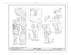 Historical black and white architectural drawing of Christ Church in Philadelphia