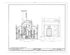 Historic Christ Church in Philadelphia captured in detailed architectural drawing