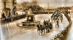 Edward VII visiting Malta in April 1903 standing in Piazza Sant'Anna, Floriana near the Lion Statue