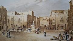 Piazza Sant'Anna in Floriana circa 1840 with historic buildings and public square