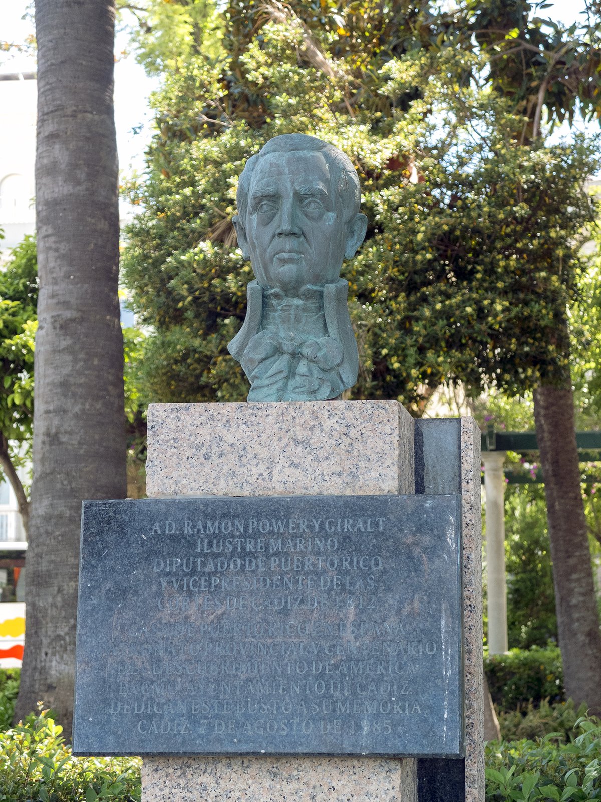 Bust of Ramón Power y Giralt in Cádiz, Spain