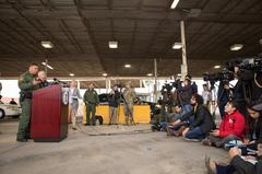 U.S. Customs and Border Protection and Department of Defense officials briefing media on Operation Secure Line at CBP Hidalgo Port of Entry