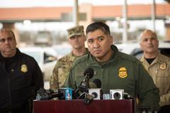 U.S. Customs and Border Protection and Department of Defense officials briefing media on Operation Secure Line at CBP Hidalgo Port of Entry