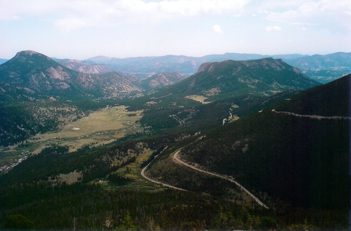 View from Rainbow Curve showing Beaver Meadows valley below in Colorado