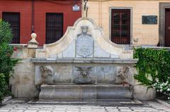 Fountain at Santa Ana square in Granada Spain