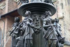 Tugendbrunnen fountain with statues in Nuremberg, Germany