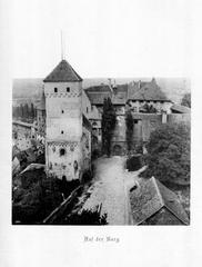 Historic architectural structures on the Nuremberg Castle with old stone buildings and towers