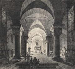 St. Margareten Chapel in Nuremberg Castle, 19th century lithograph with hand coloring