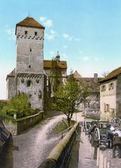 Heidenturm Nürnberg historic tower in 1900 black and white photo