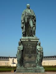 Statue of Carl Friedrich Grand Duke of Baden in front of Karlsruhe castle