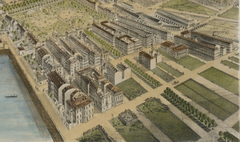 Detailed section of the 1870 Back Bay map in Boston by F. Fuchs