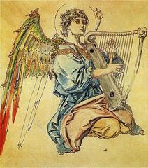 Angel with a lute painting by Jan Matejko