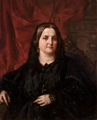 Portrait of Paulina Giebułtowska in black dress with shawl by Jan Matejko